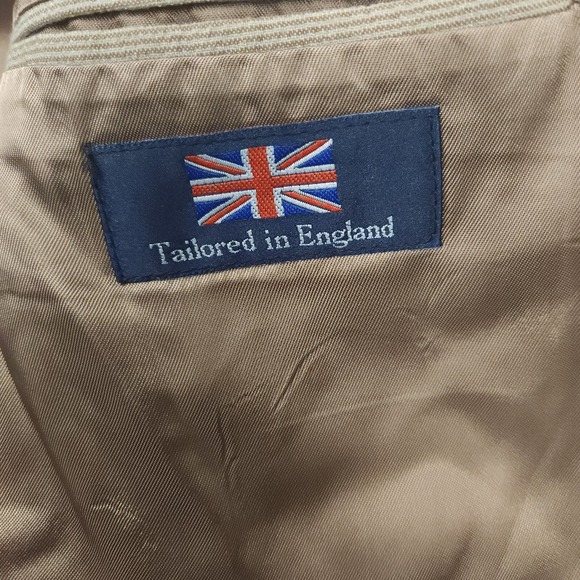 Vintage Alexander London Blazer Mens 44 Long Tan Sports Coat Tailored in England - Picture 5 of 13